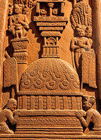 Bharhut Gallery:  Carving Detail Including Asoka Pillar