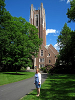 Connie in Front of Green Hall Tower