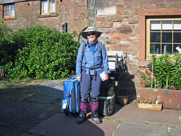 Mona Ready to Depart Fairladies Barn on Hiking Day 1