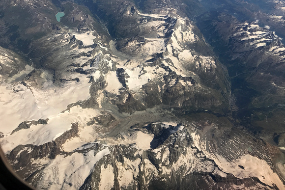 Aerial View of the Matterhorn, Zermatt, Dent Blanche and Weisshorn