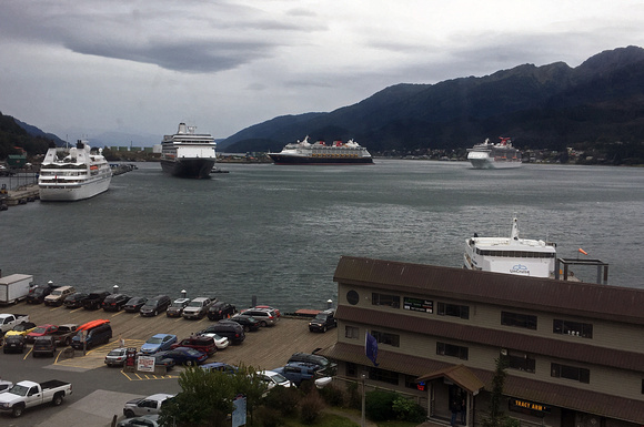Cruise Ships Entering the Busy Juneau Harbor