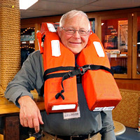 John is Ready for the Life Boat Drill