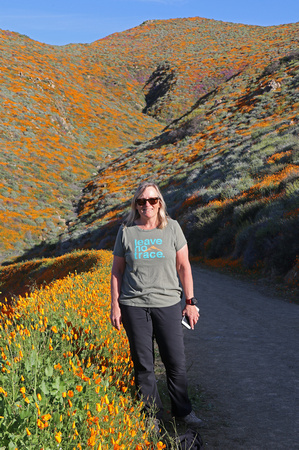 Mona with the California poppies at Walker Canyon.