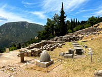 Sacred Omphalos ("Navel") Stone at Ruins of Delphi