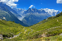 Trail View Towards Mer de Glace and Mont Blanc