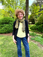 Barbara with Her Pandemic Collection Brioche Scarf from Carol
