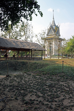 Killing Field Memorial: Excavated Mass Grave in Foreground