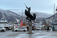 Tromso Whaler Statue Near Harbor