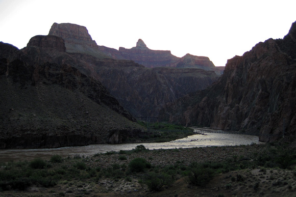 Parting View of Two Bridges from the Bright Angel Trail