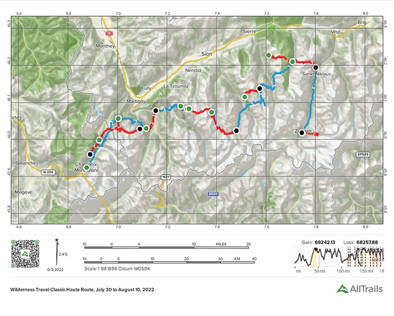 Wilderness Travel Haute Route Hike, July 30-August 10, 2022